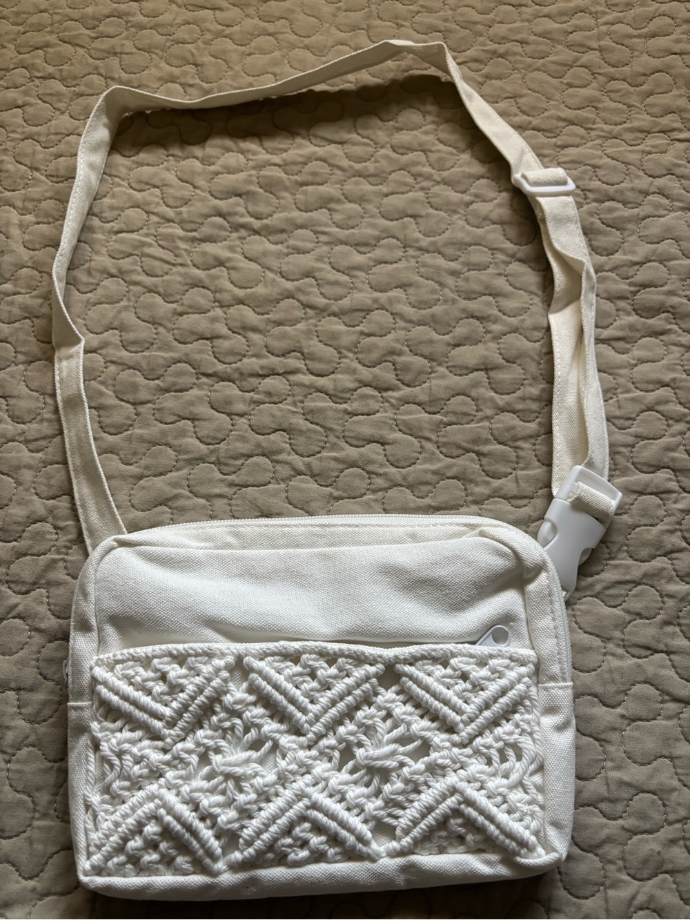 Neutral Macramé Crossbody Bag /Fanny Pack with Adjustable Strap
